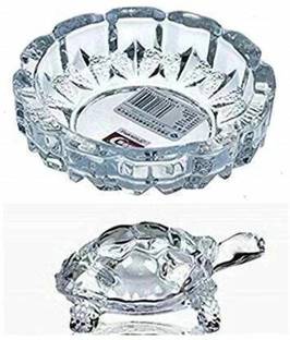 mahakal Crystal Glass Turtle Plated Feng Shui Tortoise Plate Vastu Yantra Feng Sui Lucky Gift Puja Articles Decorative Showpiece - 14 cm Decorative Showpiece  -  6 cm