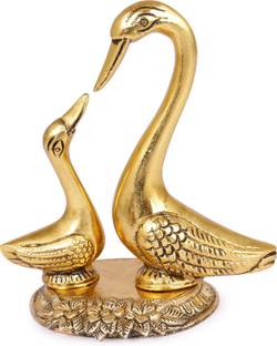 DollyDi Pair of Golden Kissing Ducks Decorative Showpiece - (Aluminium, Gold) Decorative Showpiece  -  13 cm