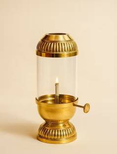 Skcraftszone AKHDEEP03 Brass, Glass Table Diya