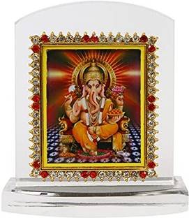 Bismaadh Ganesh Ji Heavy Acrylic Religious Idol For Car Dashboard,Office Decorative Showpiece  -  8.5 cm