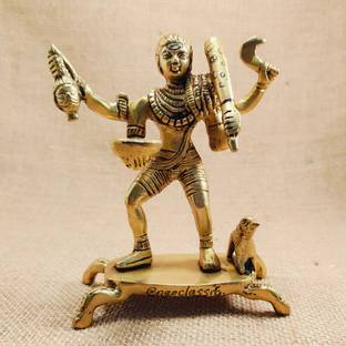 Neo Classic Kaal Bhairav Murti Kalbhairav Bhairo Baba Kaala Bhairava with Dog Tantric Decorative Showpiece  -  12.5 cm