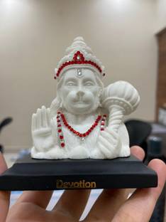 Ride2joy White Color Lord Pawan Putra Hanuman Ji Car Dashboard Idol Decorative Showpiece  -  10 cm