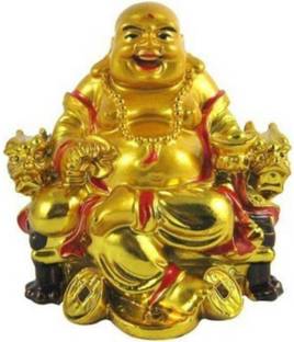ASHIRWAD GoldenChairBuddha Decorative Showpiece  -  4 cm