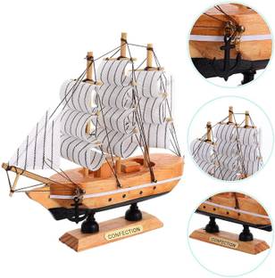 ADA Handicraft Beautiful Antique Wooden Decorative Sailing Ship Decorative Showpiece  -  15 cm