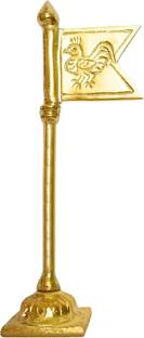 Ayyappantraders Murugan Cock-Peacock Encarved Flag | Brass Seval Mayil Kodi for Poojaroom Decorative Showpiece  -  16 cm