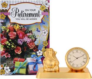 Saugat Traders Retirement Gift for Men, Women - Father - Greeting Card, Ganesha Idol with Clock Decorative Showpiece  -  6 cm