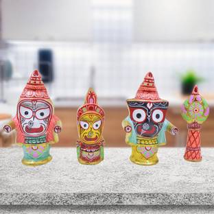 Real Craft Traditional Brass Lord Jagannath, Balaram, Subhadra & Sudarshana Statues Decorative Showpiece  -  16 cm