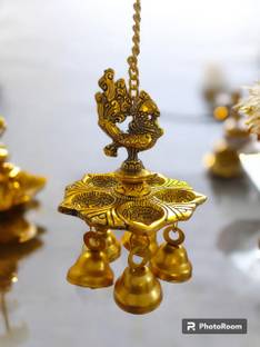Koolwal craft Peacock 5 wicks diya with BELLS for sound for wall door hanging showpiece Decorative Showpiece  -  35 cm