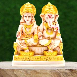 NOKTUS Lord Ganesha Mata Lakshmi Idol for Gifts & Housewarming/Home/Office Decorative Showpiece  -  12 cm