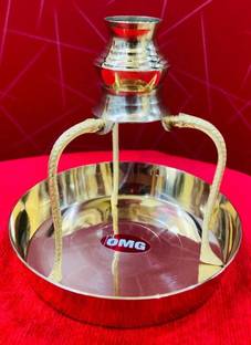BRASSOMG SHIVLING STAND/TIPAI WITH ABHISHEK LOTIAND PLATE Decorative Showpiece  -  12 cm
