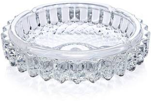 PRATAP GLOBAL RISING Imported Glass Crystal Tortoise in Plate-Tray Diameter 12.5 cm Decorative Showpiece  -  3 cm