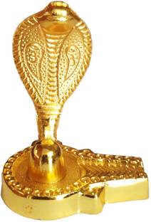 INFINITY Brass Gold Plated Nag Devta/Nagalingam Shiva Ling/Shivling. Decorative Showpiece  -  5 cm