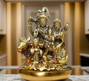 DARIDRA BHANJAN shiv parivar with shivling Shiv Parivar Murti Statue shivling shiva ji डेकोरेटिव शोपीस  -  14 cm