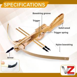 ViaZAID Wooden Toy Crossbow-Bow & Arrow for Kids Archery Set with Rubber-Tipped Arrows Decorative Showpiece  -  6 cm