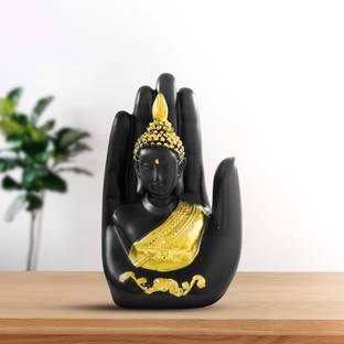 Sasthadecor Elegant Black & Gold Buddha Figurine Decorative Showpiece  -  17.5 cm