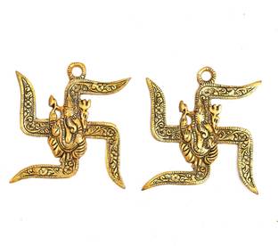 NIRMAL HANDI CRAFT Metal OM Ganesh Vastu Feng Shui Wall Hanging Decorative Showpiece Decorative Showpiece  -  10.16 cm