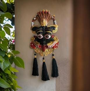 Pg Handicrafts Narsingh Kirtimukha Wall Hanging Face Mask Nazar Battu Evil and Invite blessing Decorative Showpiece  -  11 cm
