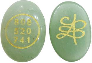 Shubhanjali Green Aventurine Money Switch Word & Zibu Symbol Numerical Oval Coin for Luck 1 Decorative Showpiece  -  0.5 cm