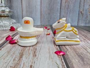 shinde exports shivling with nandi for home puja Decorative Showpiece  -  6 cm