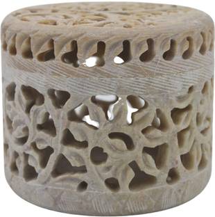 Natriel Handcrafted Soapstone Box Leaf Motif Versatile Storage Jewelry & Trinkets Decorative Showpiece  -  7 cm