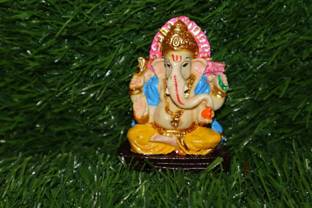 salvusappsolutions Handmade Ceramic Lord Ganesha Murti Ganesh Idol car Dashboard 2 INCH Decorative Showpiece  -  7 cm