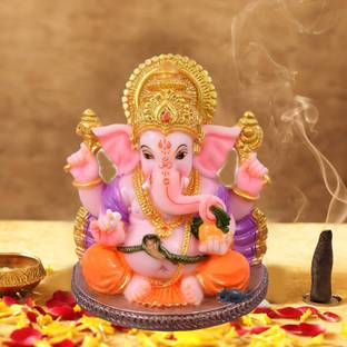 SHREE RAM IMPEX Lord Ganesha | Idol Ganpati Figurine Statue For Home Décor and Car Dashboard Decorative Showpiece  -  6.8 cm