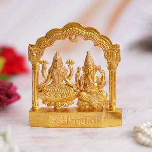 Dartistry Lord Laxmi Ganesha Statue For Diwali Gift Decorative Showpiece  -  10.16 cm