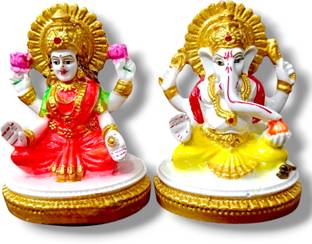 AVG ARTISTRY Laxmi Ganesh Pair Murti MultiColour Decorative Showpiece  -  7.5 cm