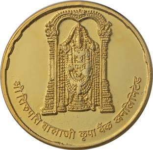 Pray Everyday Tirupati Balaji Gold Plated Coin | Tirupati Balaji Coin Decorative Showpiece  -  3.25 cm