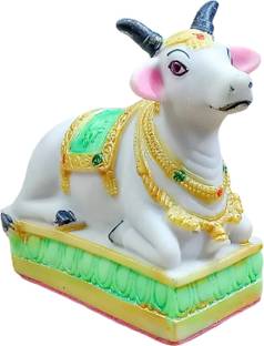 ATUT Nandi Maharaj Idol for Pooja Marble Look for Car Dashboard, Home Temple Decorative Showpiece  -  11 cm