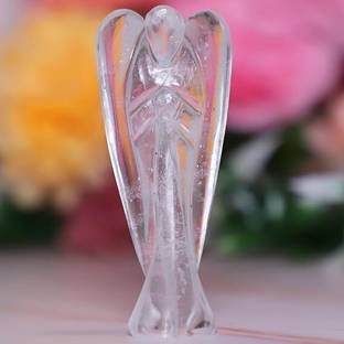 Crystal Divine Clear Quartz Crystal Angel Figurines Statues For Home Decor & Decorative Item Decorative Showpiece  -  14 cm
