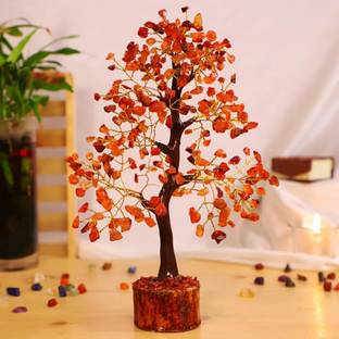 Crystal Divine Crystal Divine Protective Red Carnelian Tree Handmade Natural Gemstone Tree Decorative Showpiece  -  25 cm