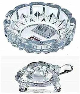 mahakal Crystal Glass Turtle Plated Feng Shui Tortoise Plate Vastu Yantra Feng Sui Lucky Gift Puja Articles Decorative Showpiece - 14 cm Decorative Showpiece  -  6 cm