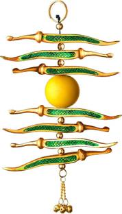 MSTRADERS Wall Hanging Nimbu Mirchi Metal Lemon Chilli Door Hanging for Evil Eye Decorative Showpiece  -  20 cm