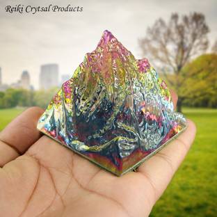 REIKI CRYSTAL PRODUCTS Feng Shui Vastu Crystal Rock Pyramid with Amazing Colorful Rainbow View Showpiece Decorative Showpiece  -  6 cm
