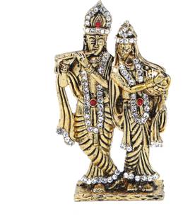 Decor Nest Gold Krishna With Radha Home Decor Gift Item Decorative Showpiece  -  7.5 cm