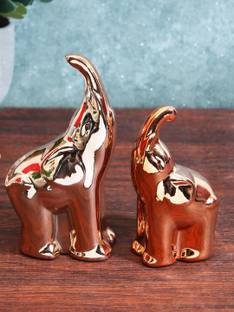 TIED RIBBONS Cute Ceramic Elepahant Statue Car Dashboard Accessories Decorative Showpiece  -  7 cm