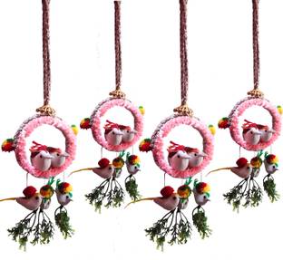 The Shine Store Artificial Flora Jute Balcony Hanging Bird Nest for Home Wall Garden Decor Combo Decorative Showpiece  -  32 cm