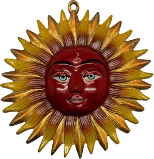 Vastu Art Vastu / Feng Shui / Metal Sun Mask Home Wall Hanging for Prosperity Decorative Showpiece  -  19 cm