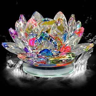PPJ Lotus Flower Crystal Lotus Decorative Showpiece  -  6 cm