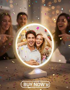 Festivaura Magic Mirror Customized Photo Frame Decorative Showpiece  -  20 cm