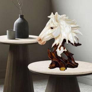 GW Creations Running Horse Handcrafted Statue|Home Décor|Drawing |living Room|Marble Finish Decorative Showpiece  -  25 cm