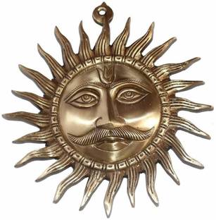 Sambhaav Brass Surya Dev Wall Chakra – Symbol of Prosperity and Vitality Decorative Showpiece  -  26 cm