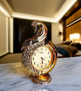 Sanskriti Decor Metal Table Clock Vintage Glass Clock Watch for Study Table, Decor, Office Decorative Showpiece  -  11 cm