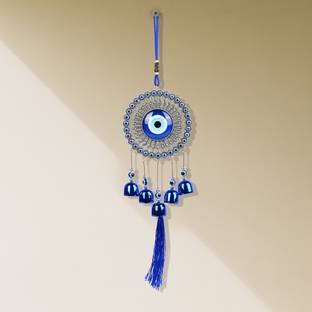 sculpmart 5 Bell EviL Eye WindChime For Home - CLASSIC Design Hanging Ornament For Balcony Decorative Showpiece  -  35 cm