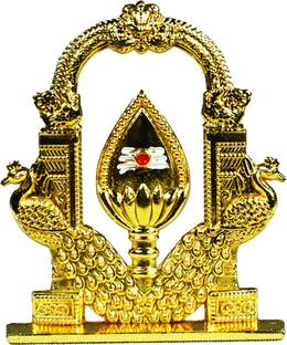 SHOORAJHANTH Metal Murugan Om Vel Karttikeya Gold Vel Murugan Vel Vel Mayil Murugan Decorative Showpiece  -  6 cm