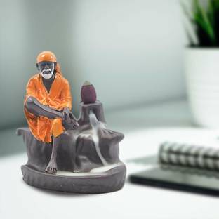 BECKON VENTURE Handicrafted Smoke Saibaba idol Water Fountain Backflow incense burner with 10 Smoke Backflow Incense Cone in Incense Sticks for home|smoke fountain |Home decor showpieces|table decorations items|Decorative items for room in Racks & Shelves|handicraft items|statues|statuegift |statue of gods|statue for home|Showpieces &Figurines|Showpiece for living room|showpiece for bedroom|showpieces for gift|showpieces in home| Polyresin Incense Holder