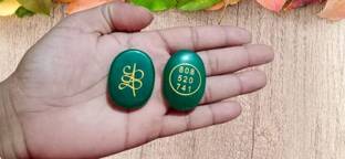 VIBESLE Natural Green Jade Zibu Symbols Crystal Stone Switch Word Zibu Coin Oval Shape Decorative Showpiece  -  6 cm