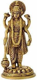 Idolsplace Maha Vishnu Brass Statue For Home temple 1000gms Decorative Showpiece  -  13 cm