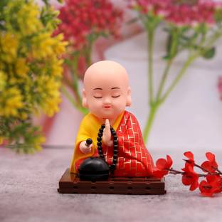 sculpmart Solar Powered Gautam Buddha Statue with Moving Head and Hand for decor Decorative Showpiece  -  10 cm